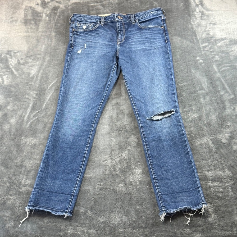 Pilcro and the Letterpress Distressed Raw Hem Jeans Blue Womens 32 Anthropologie